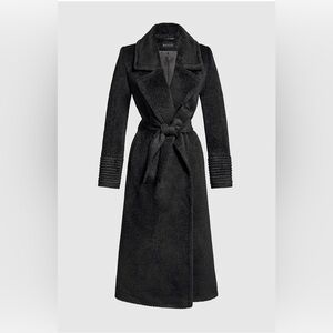 SENTALER BOUCLÉ ALPACA LONG NOTCHED COLLAR WRAP COAT - Xs